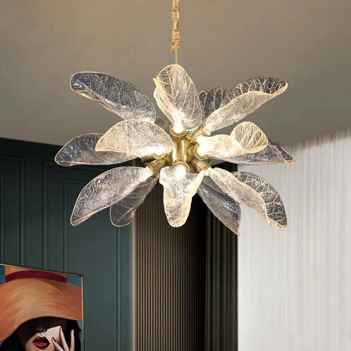 Milen Modern Crystal Leaf Chandelier - Black/Gold-DWHOME