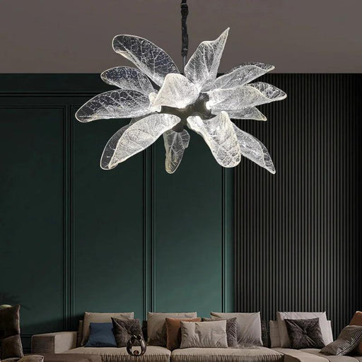 Milen Modern Crystal Leaf Chandelier - Black/Gold-DWHOME