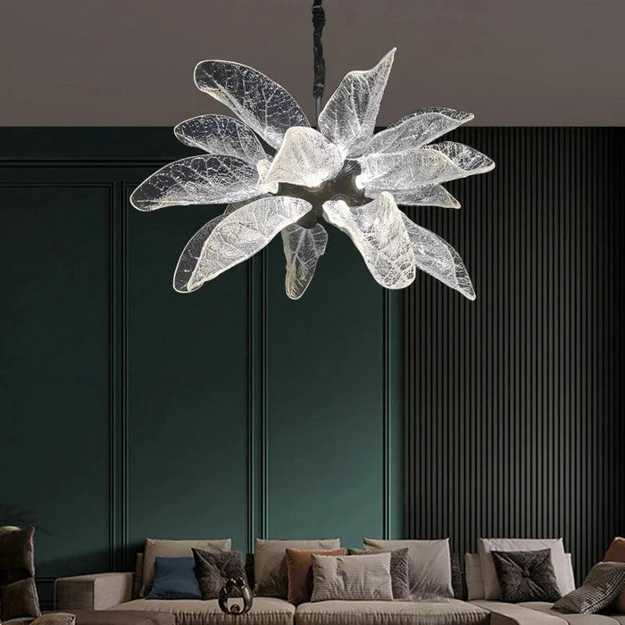 Milen Modern Crystal Leaf Chandelier - Black/Gold-DWHOME