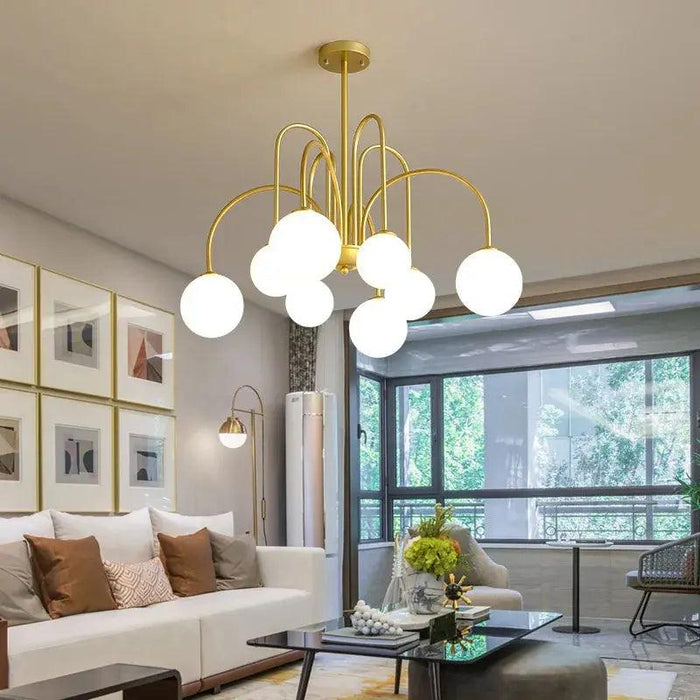 8 Light Led Glass Ball Chandelier Black/Gold - DWHOME