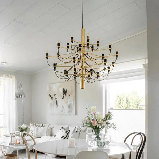 Gino Sarfatti Style Led Pendant Chandelier Black/Silver/Gold-DWHOME