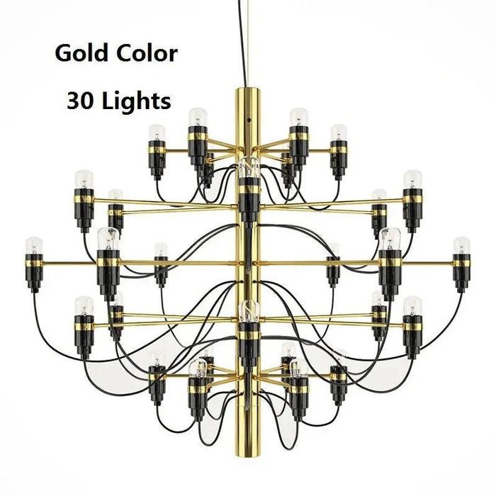 Gino Sarfatti Style Led Pendant Chandelier Black/Silver/Gold - DWHOME