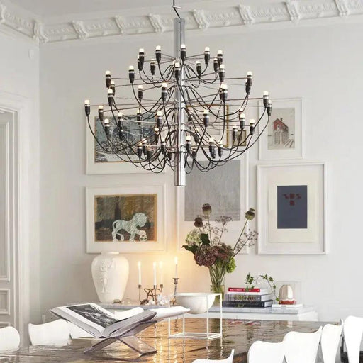 Gino Sarfatti Style Led Pendant Chandelier Black/Silver/Gold-DWHOME