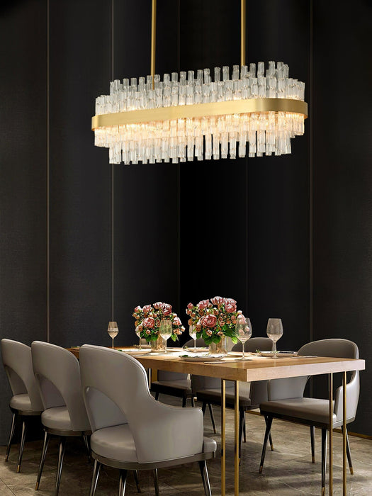 Gold & Clear Rod Chandelier-DWHOME