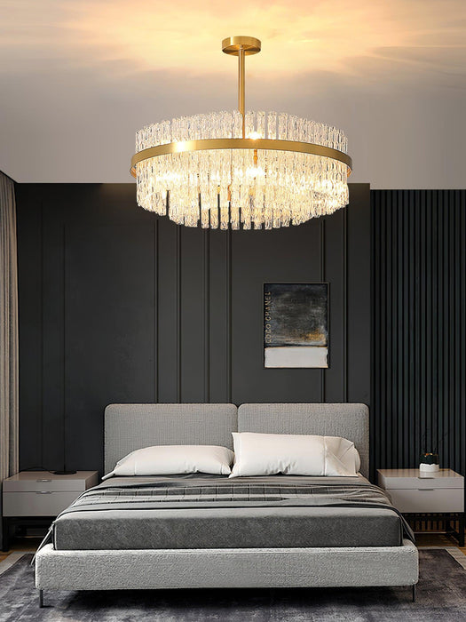 Gold & Clear Rod Chandelier-DWHOME