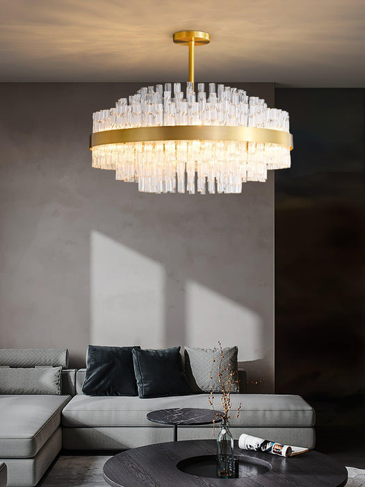 Gold & Clear Rod Chandelier-DWHOME