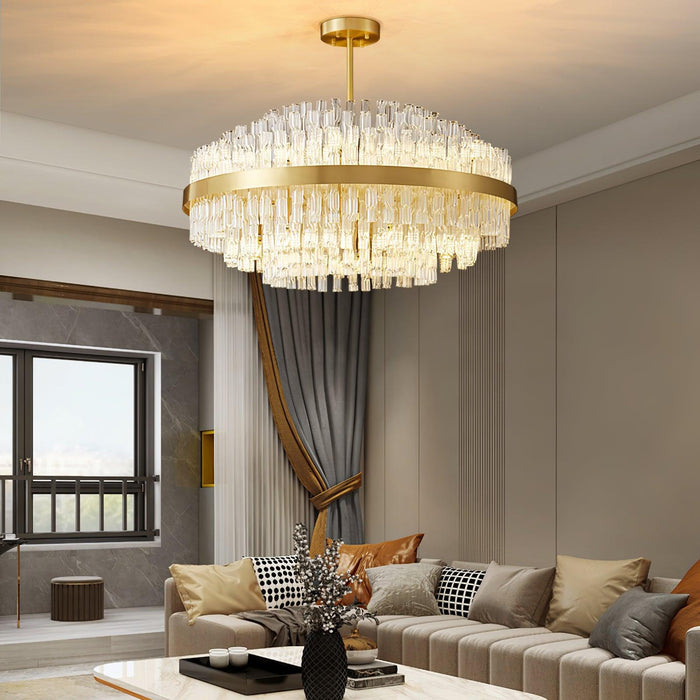 Gold & Clear Rod Chandelier-DWHOME