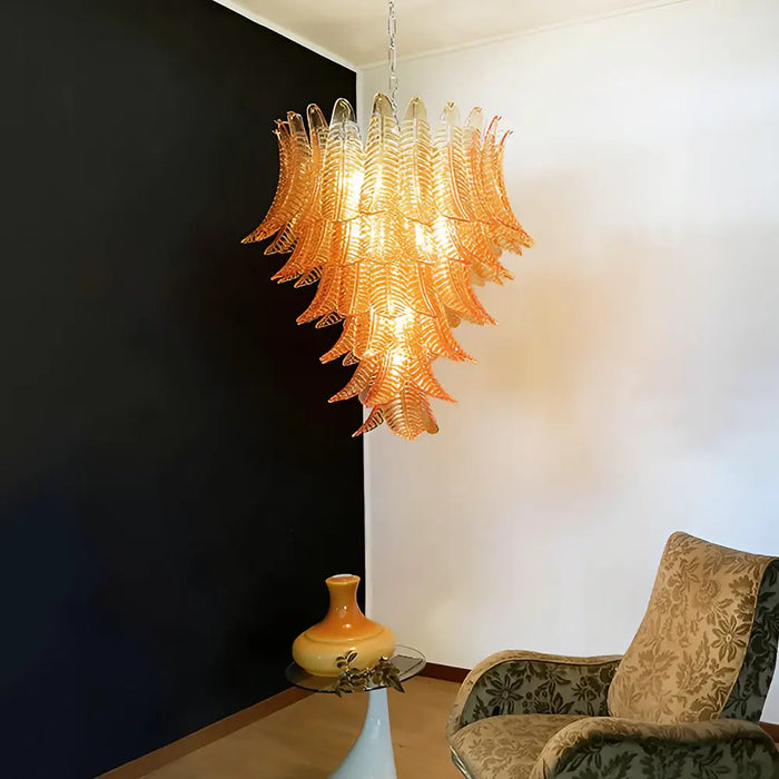 Gorgeous Murano Felci Amber Glass Chandelier-DWHOME