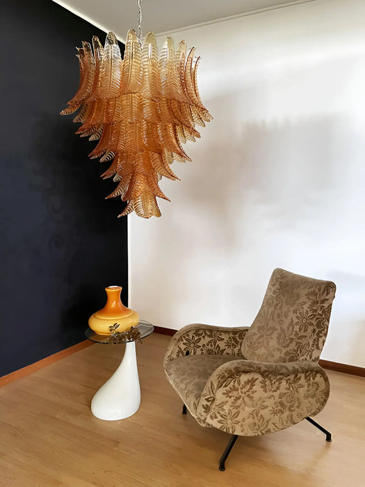 Gorgeous Murano Felci Amber Glass Chandelier-DWHOME