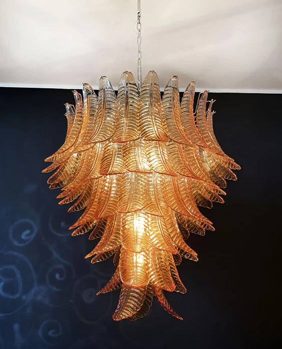 Gorgeous Murano Felci Amber Glass Chandelier-DWHOME