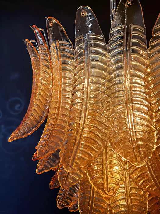 Gorgeous Murano Felci Amber Glass Chandelier-DWHOME