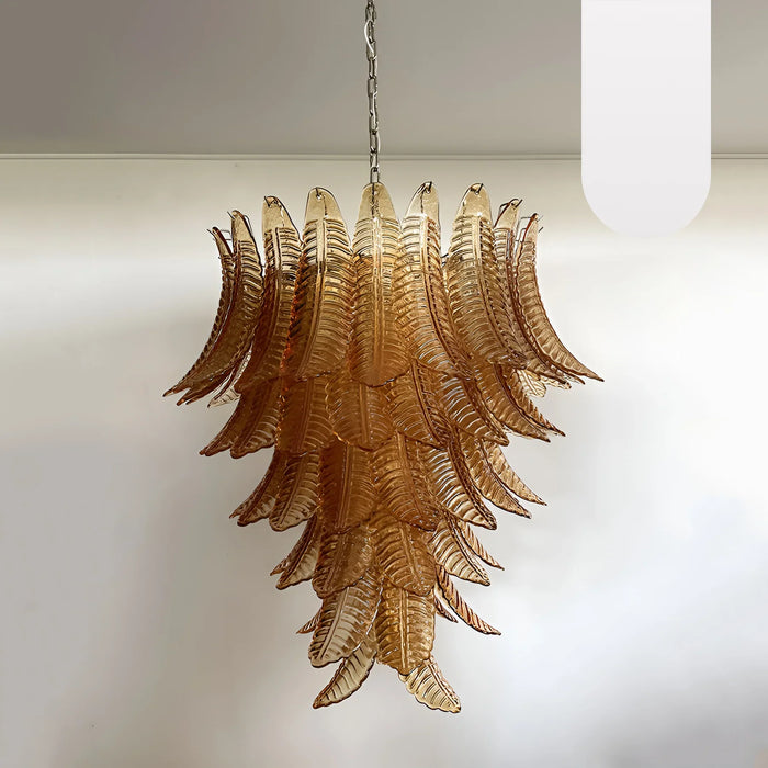 Gorgeous Murano Felci Amber Glass Chandelier-DWHOME