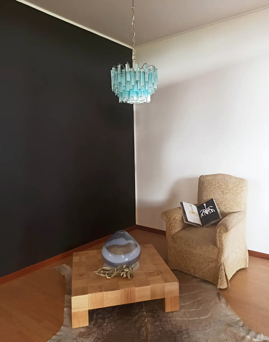 Gorgeous Murano Quadriedri Prisms Blue Chandelier-DWHOME