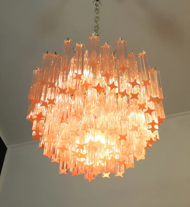 Gorgeous Murano Quadriedri Prisms Pink Chandelier-DWHOME