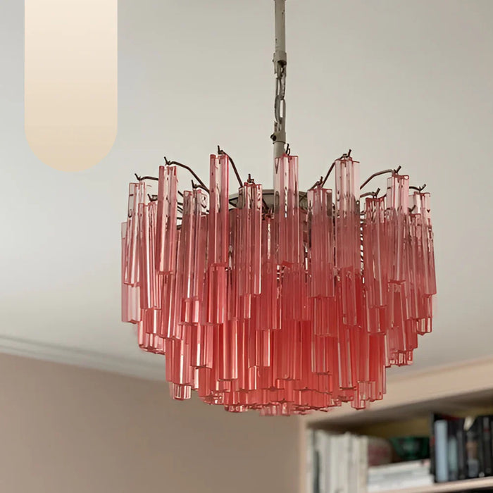 Gorgeous Murano Quadriedri Prisms Pink Chandelier-DWHOME