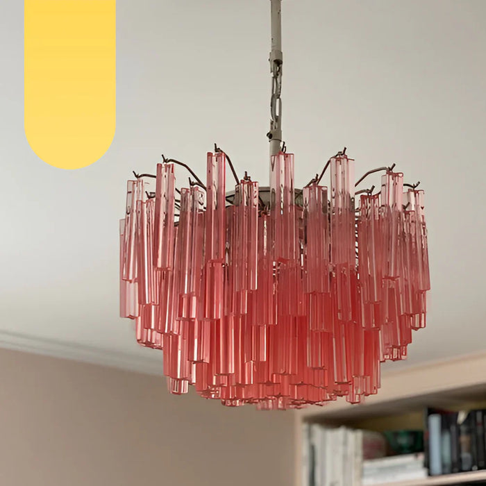 Gorgeous Murano Quadriedri Prisms Pink Chandelier-DWHOME
