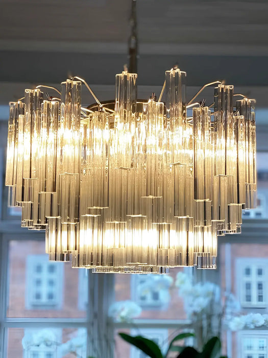 Gorgeous Murano Quadriedri Prisms Transparent Chandelier-DWHOME