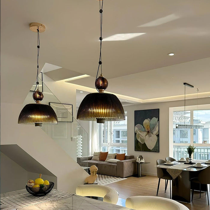Green Glass Bowl Pendant Lamp-DWHOME