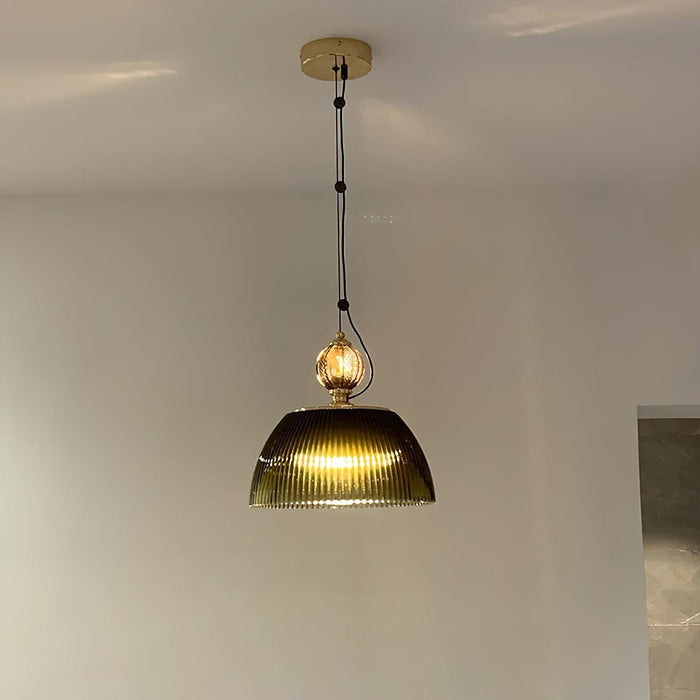 Green Glass Bowl Pendant Lamp-DWHOME