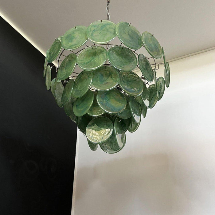 Green Murano Disc Chandelier-DWHOME