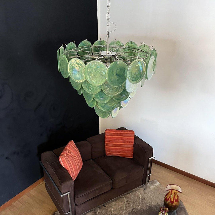 Green Murano Disc Chandelier-DWHOME
