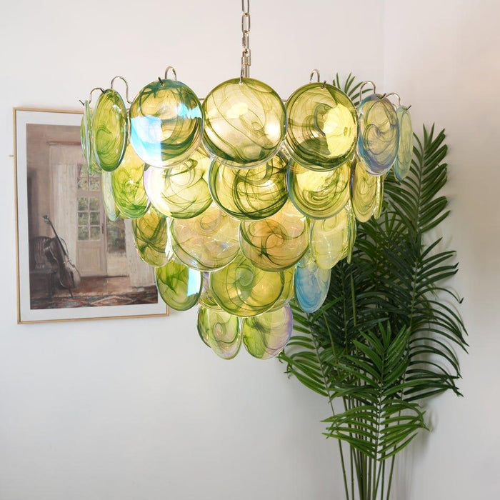 Green Murano Disc Chandelier-DWHOME