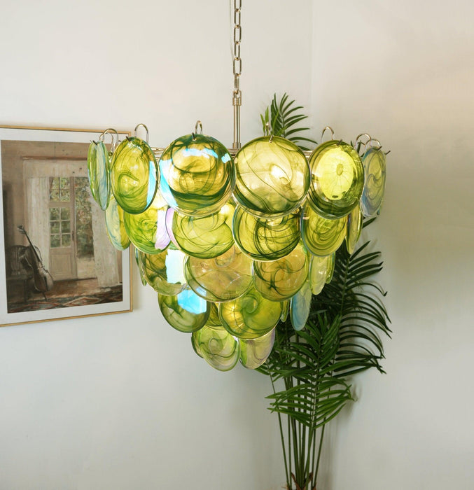 Green Murano Disc Chandelier-DWHOME