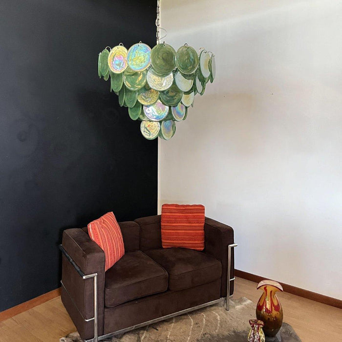 Green Murano Disc Chandelier-DWHOME