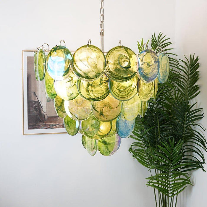 Green Murano Disc Chandelier-DWHOME