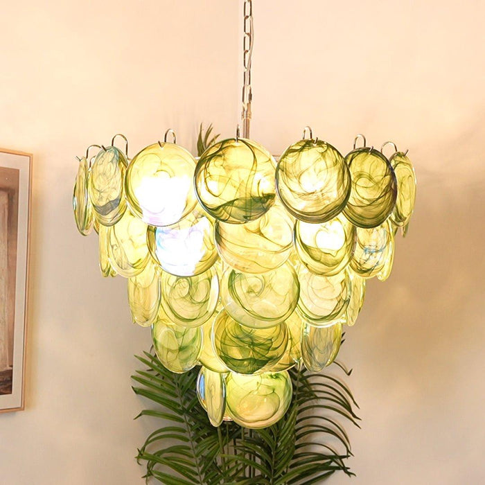 Green Murano Disc Chandelier-DWHOME