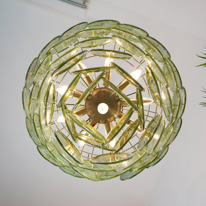 Green Murano Disc Chandelier-DWHOME