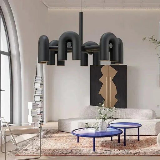 Art Decor Style U Shaped Chandelier Black/Orange/Blue/Grey-DWHOME