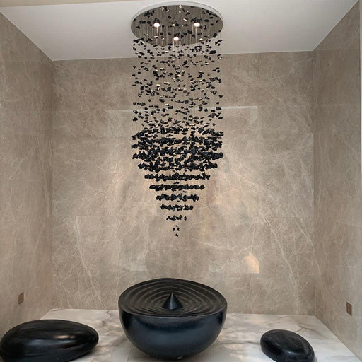 Stone Crystal Charcoal Tower Chandelier-DWHOME
