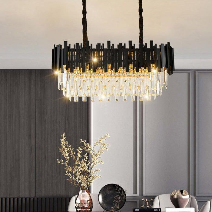 Gio Crystal Dining Room Chandelier, Black - DWHOME