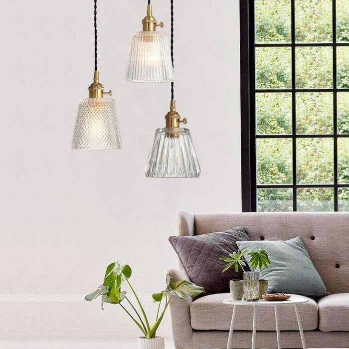 Japanese Style Glass Straw Hat Pendant Light - DWHOME