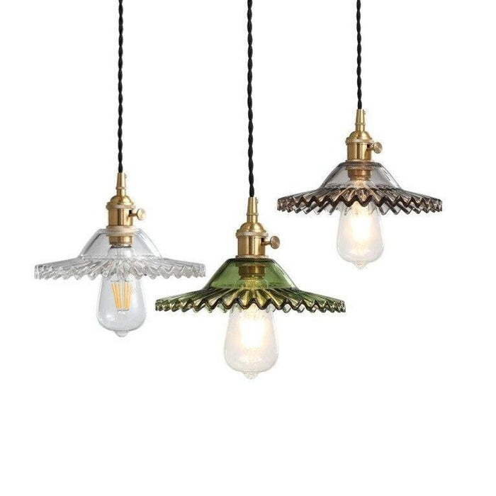 Japanese Style Glass Straw Hat Pendant Light - DWHOME