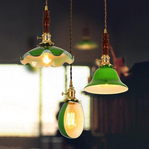 Vintage Style Green Glass Pendant Light-DWHOME
