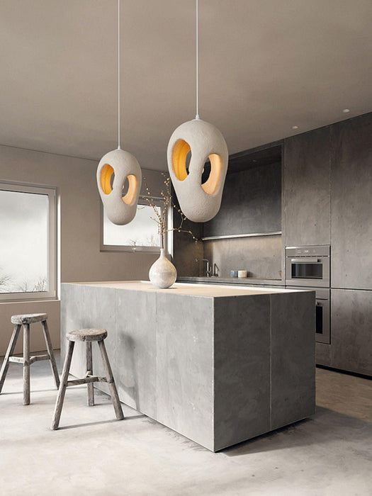 Hand-Built White Pendant Lamp-DWHOME