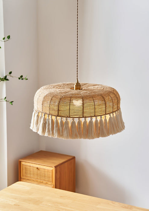 Handwoven Jute Pendant Light-DWHOME