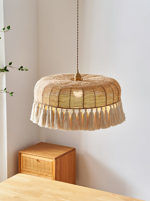 Handwoven Jute Pendant Light-DWHOME