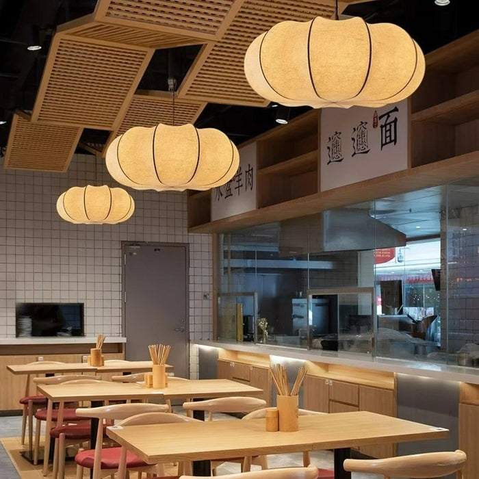 Oblate Silk Pendant Lamp-DWHOME