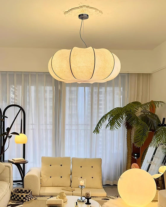 Oblate Silk Pendant Lamp-DWHOME