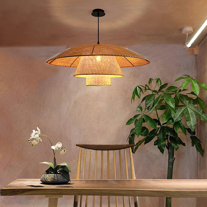 Hat Weave Rattan Pendant Lamp-DWHOME