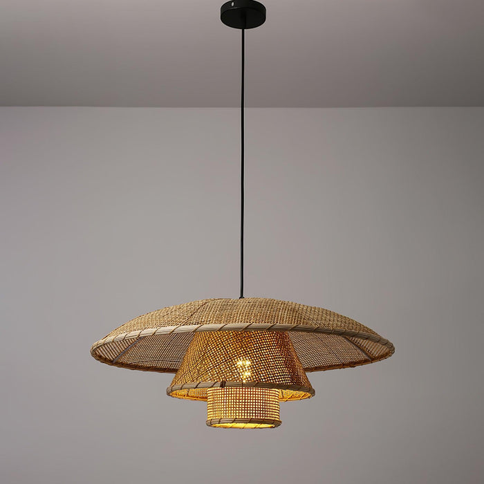 Hat Weave Rattan Pendant Lamp-DWHOME