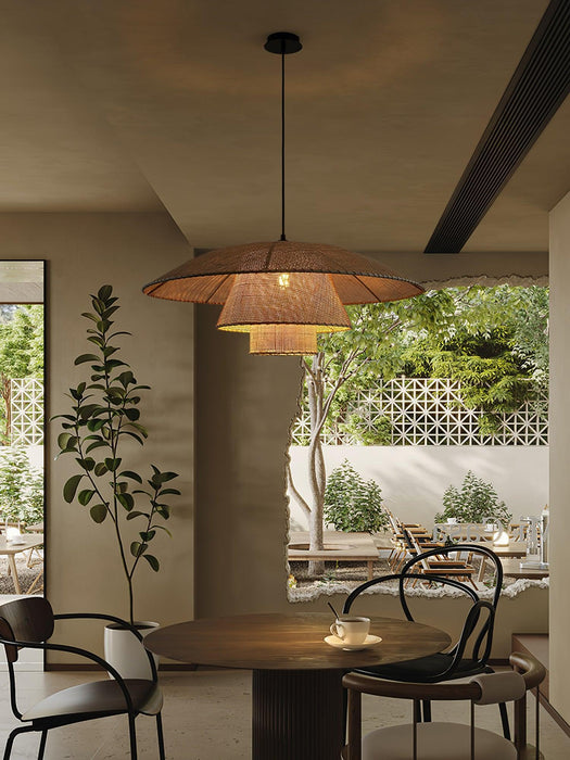 Hat Weave Rattan Pendant Lamp-DWHOME