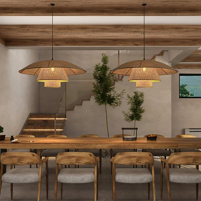 Hat Weave Rattan Pendant Lamp-DWHOME