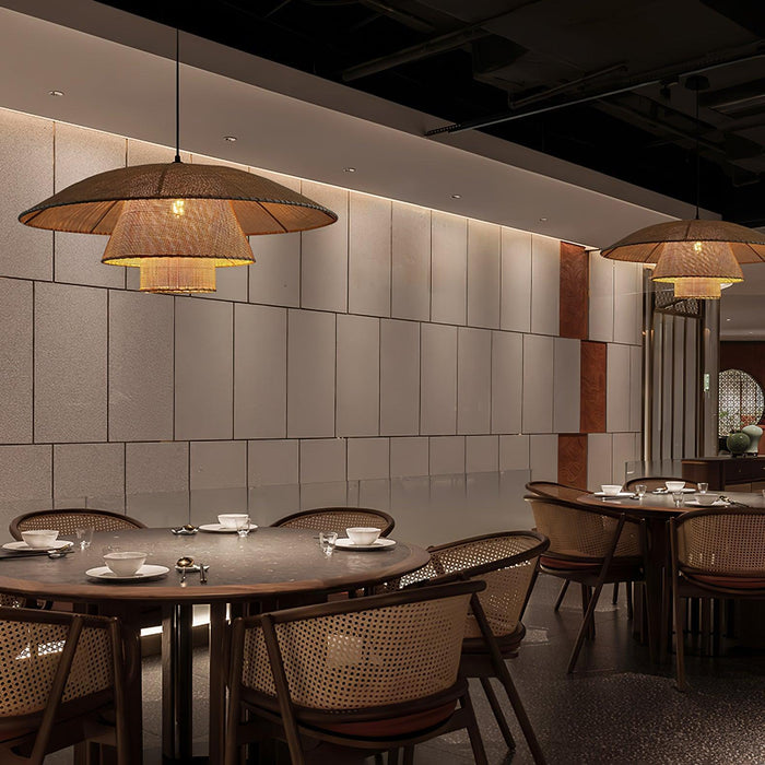 Hat Weave Rattan Pendant Lamp-DWHOME
