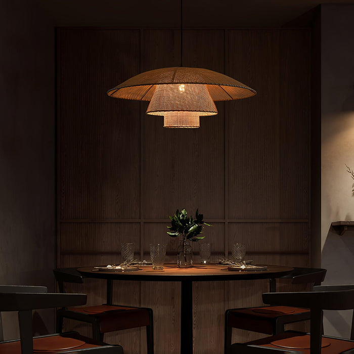 Hat Weave Rattan Pendant Lamp-DWHOME