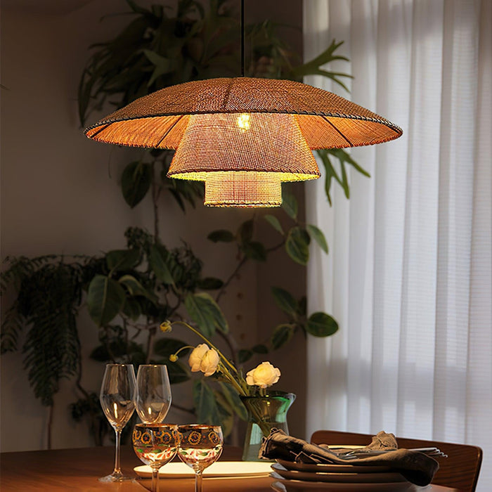 Hat Weave Rattan Pendant Lamp-DWHOME