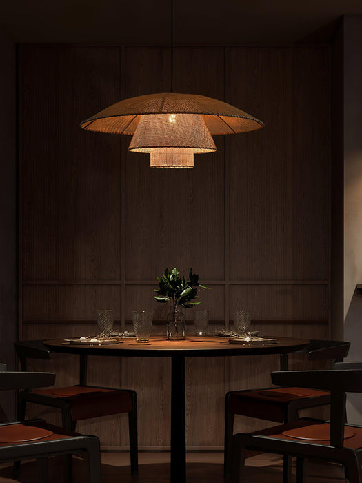 Hat Weave Rattan Pendant Lamp-DWHOME